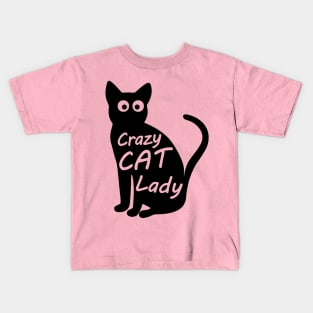 CRAZY CAT LADY BLACK Kids T-Shirt